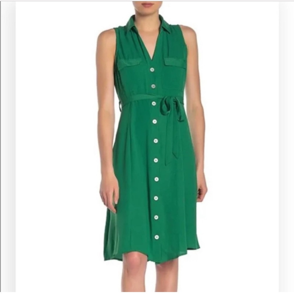 Green sleeveless midi dress